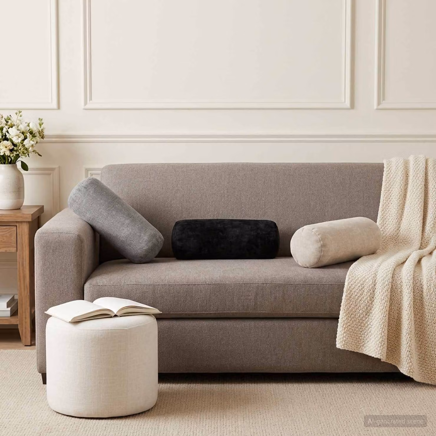 Set di 6 federe vidaXL HEERLEN in tessuto chenille grigio scuro, forma ovale, Ø 15 x 40 cm