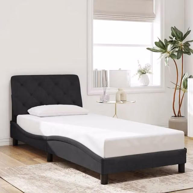 Giroletto senza Materasso-Struttura Letto Nero 90x200 cm in Velluto