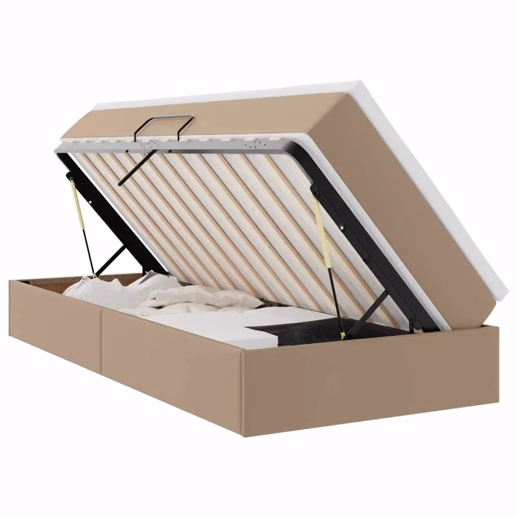 Letto con contenitore e materasso ibrido vidaXL beige L: 90 cm, P: 200 cm, H: 48,5 cm – 2