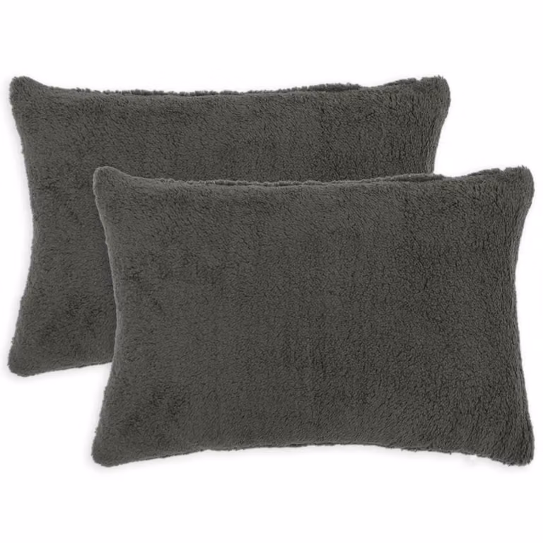 Set di 2 federe vidaXL HEERLEN in tessuto bouclé grigio scuro, L 40 cm x P 60 cm
