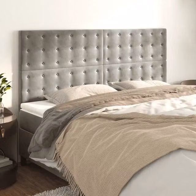 Testiera decorativa Design Mania in velluto grigio chiaro L: 200 cm, P: 5 cm, H: 118/128 cm