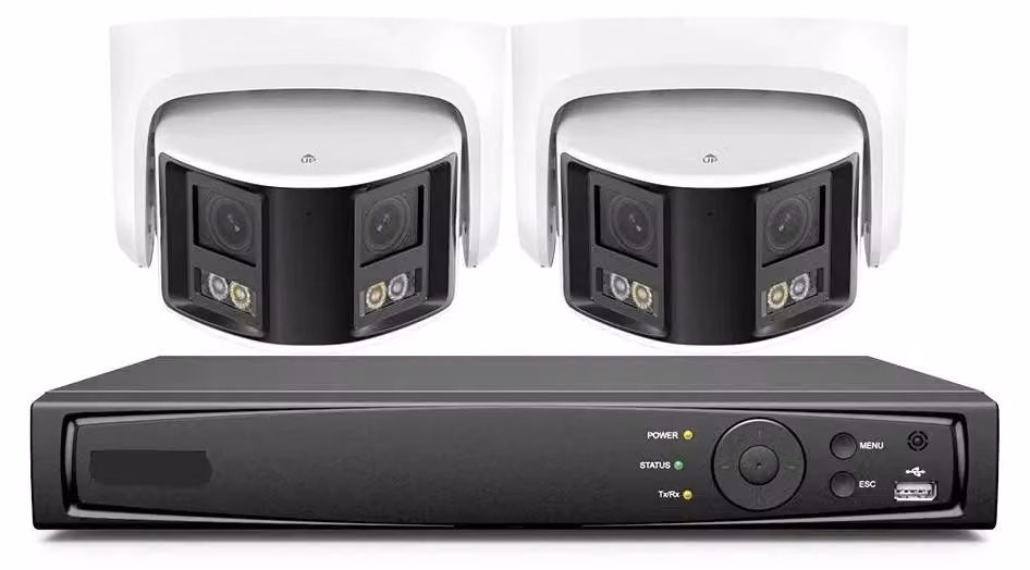 Sistema di videosorveglianza con 2 telecamere, registratore NVR a 8 canali, visione notturna e hard disk da 4T