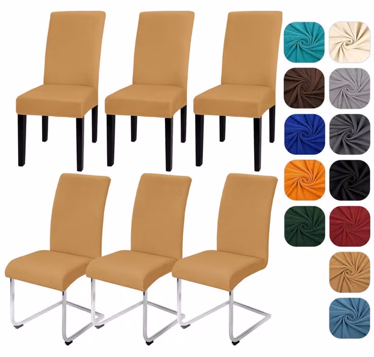 Copri-sedie, set da 6 pezzi, elasticizzati, per sedie a dondolo, removibili, lavabili, color cammello