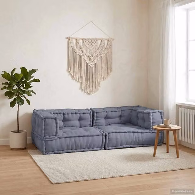 Set di divano modulare 3 pezzi vidaXL in tessuto grigio L 140 x P 70 x H 36 cm – 1