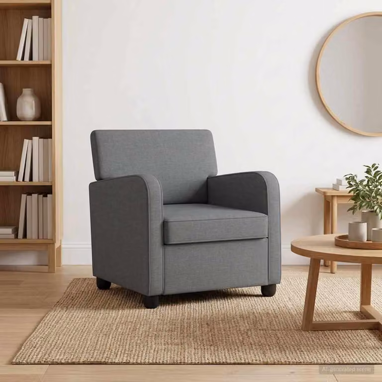 Poltrona Lounge Moderna vidaXL in Tessuto Grigio con Braccioli