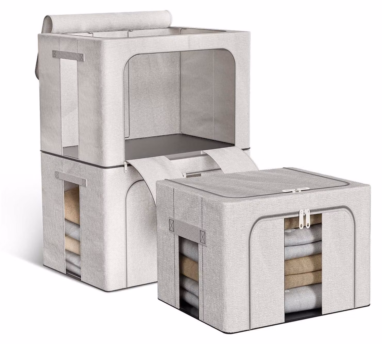 Contenitori per abiti da 24 litri - Organizer pieghevoli per abiti - Contenitori con coperchio - Ideali per riporre biancheria da letto - Impermeabili - Struttura in metallo