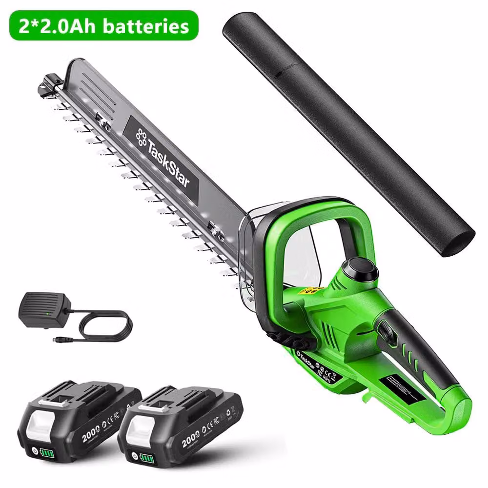 Potatore a batteria, con manico girevole, paraspruzzi, dotato di 2 batterie da 2.0Ah e alimentatore da 100V-240V con spina di tipo EU