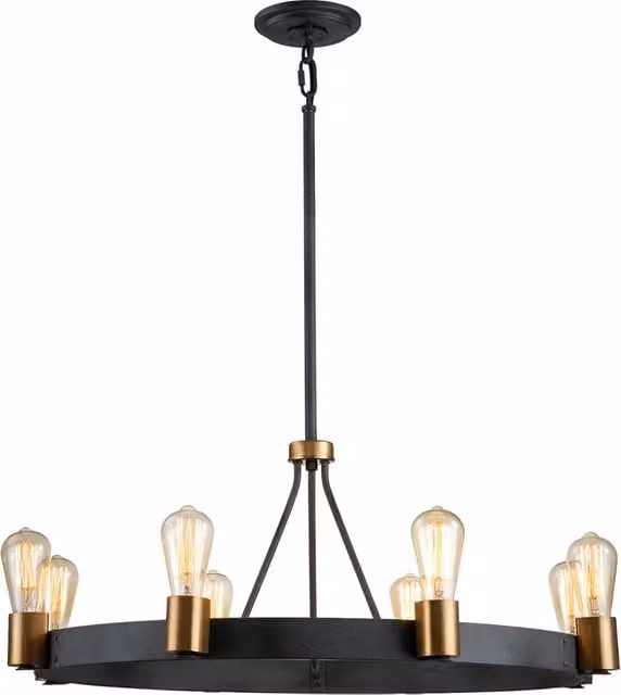 Lampadario Industrial Nordico Silas Acciaio Zinco Antico Ottone 8 Luci E27