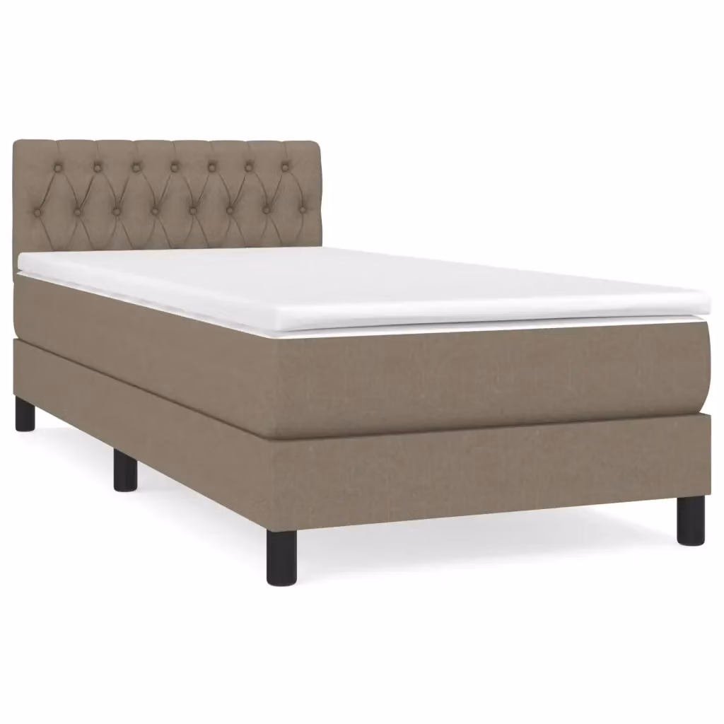 vidaXL Giroletto a Molle Ibrido con Materasso in Tessuto Beige e Bianco, L/P/H: 90 x 190 x 193 cm – 2