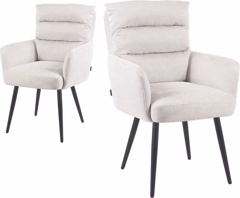 Sedia da pranzo - Sedia girevole - Sedia - Sedia da ufficio - Colore crema - Girevole a 360° - Struttura in metallo color grigio opaco