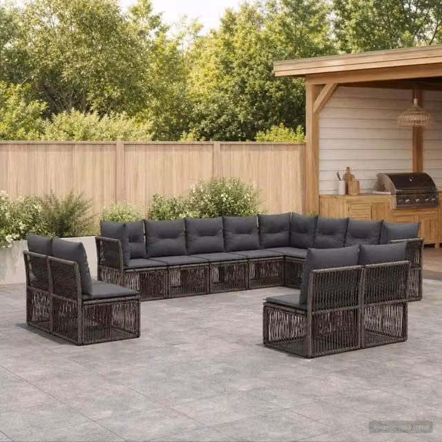 Set Divano da Giardino 12 pz Grigio polyrattan 3434411