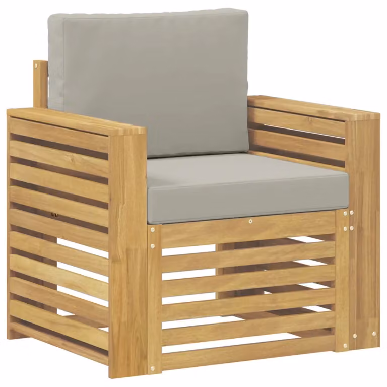 Set di divani da esterno moderni DESIGN IN in legno di acacia con rivestimento in poliestere bianco e grigio