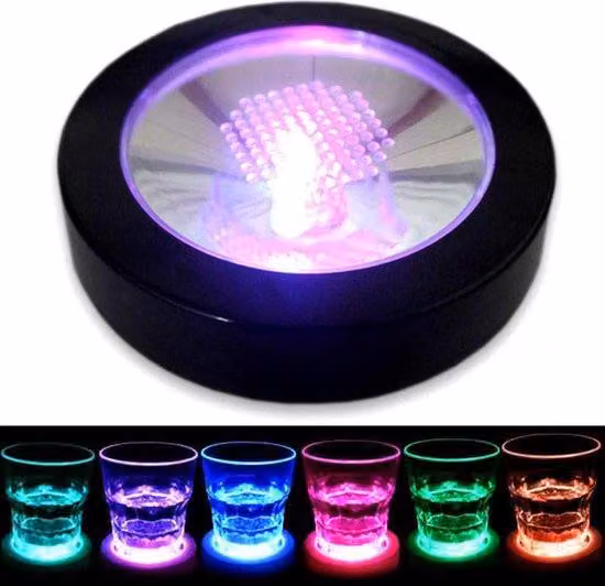 Base LED ricaricabile tramite USB con sensore di luce per bar e feste