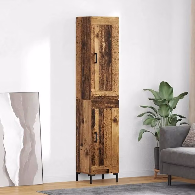 Credenza Buffet Armadio da Cucina e Sala da Pranzo vidaXL in Legno e Metallo Marrone L: 34,5 cm, P: 34 cm, H: 180 cm