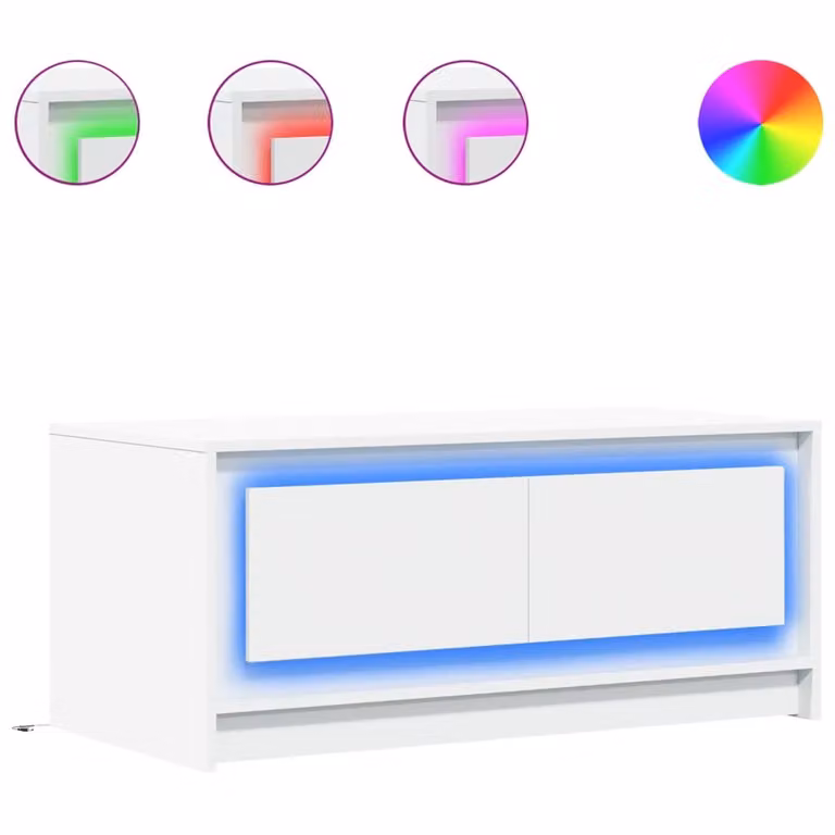 Tavolino da Salotto con Luci LED Bianco in Truciolato