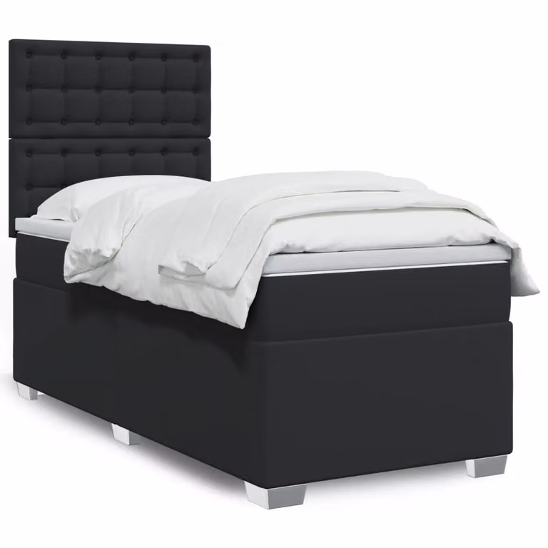 vidaXL Giroletto a Molle con Materasso Ibrido in Similpelle Nero L/P/H: 100 x 200 cm