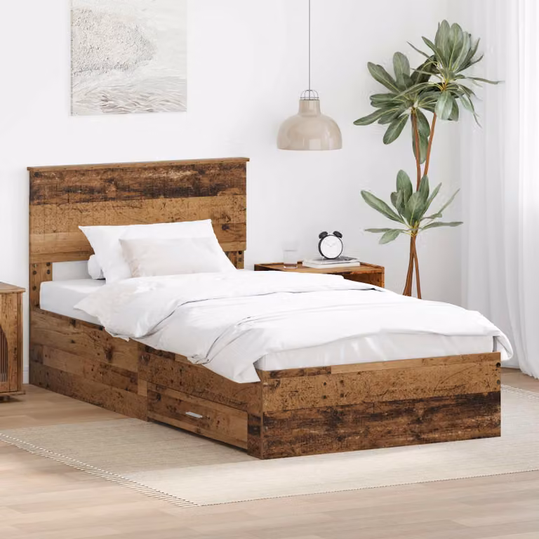 Struttura del letto con cassetto vidaXL in legno color marrone L 100 x P 200 cm