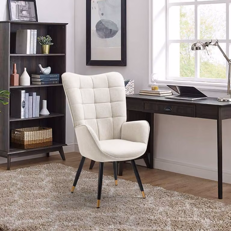 Poltrona - Poltrona relax - Sedia in stile nordico - Poltrona da lettura - Rivestimento beige
