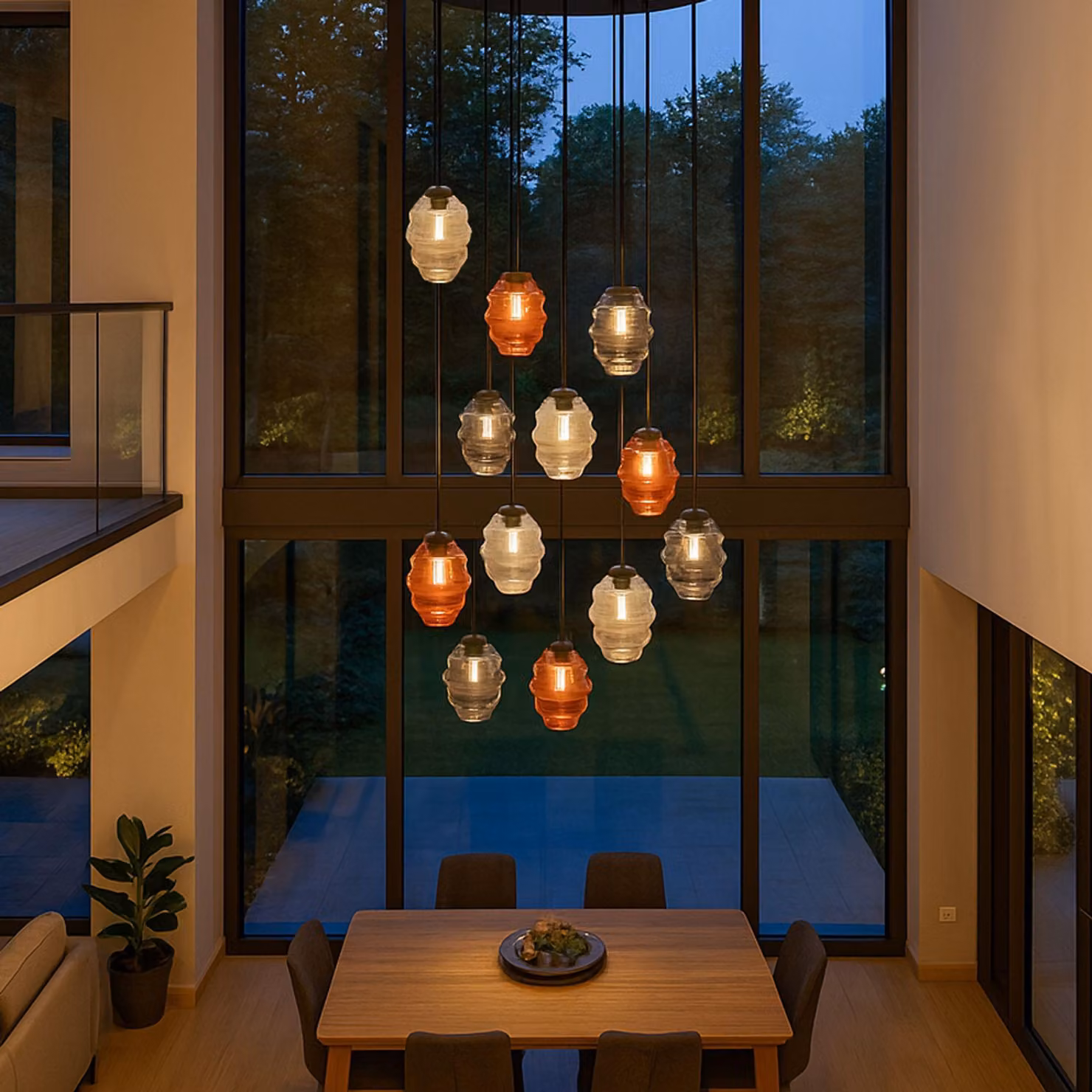 s.luce Echos Gallery luce 12 fiamme Ø 80cm Baldacchino Ø 18cm Multicolore 12 fiamme Ovale, Oblungo