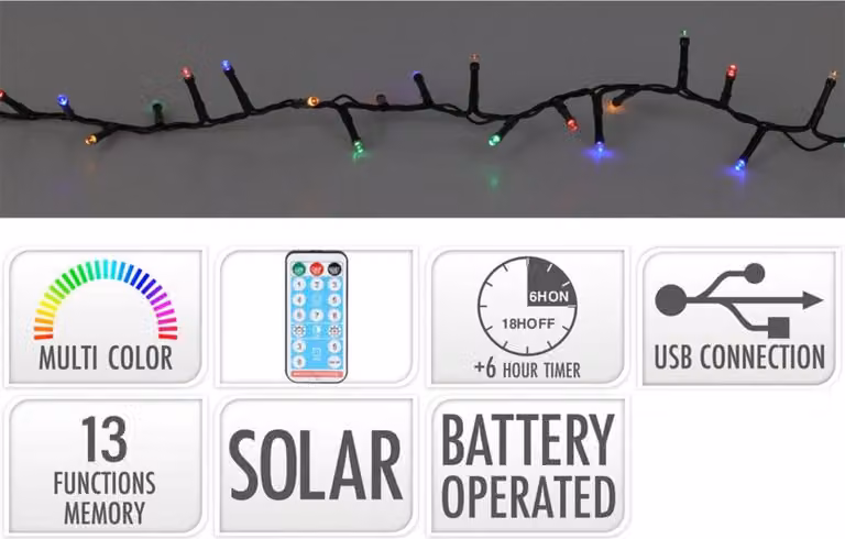 Luci fiabesche a LED a vita colorate 10 m Batteria ricaricabile Solare