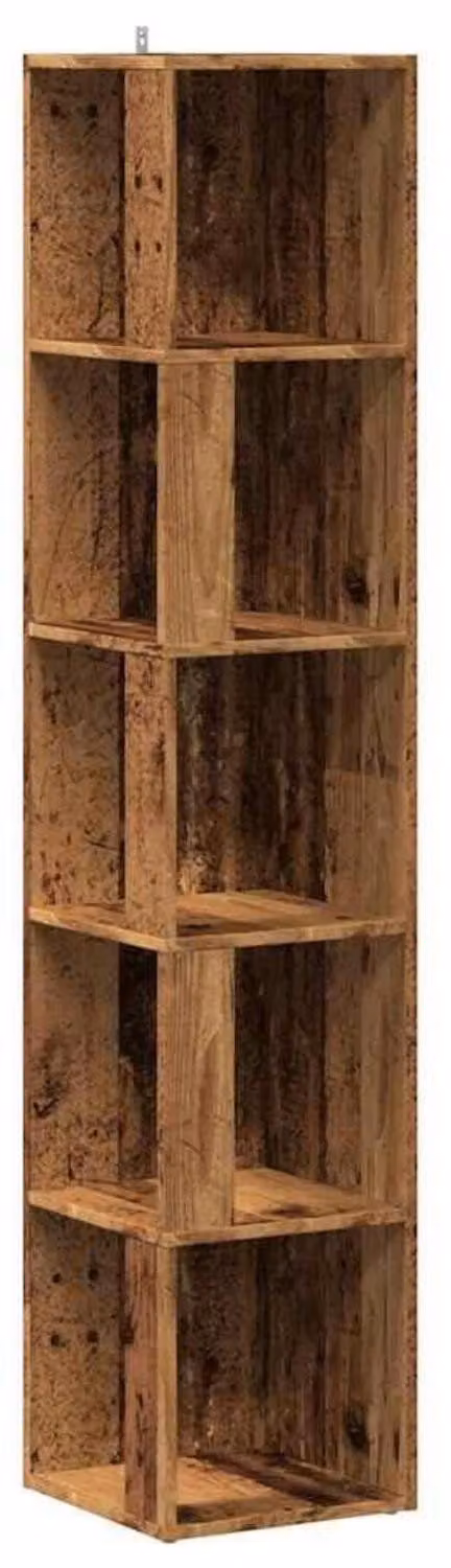 Scaffale angolare in legno di recupero 33x33x165 cm Materiale a base di legno