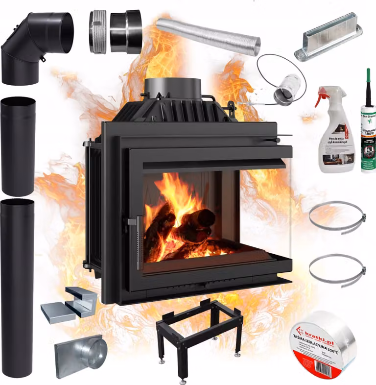 Inserto camino destro KRATKI SIMPLE 8kW set di chiusura