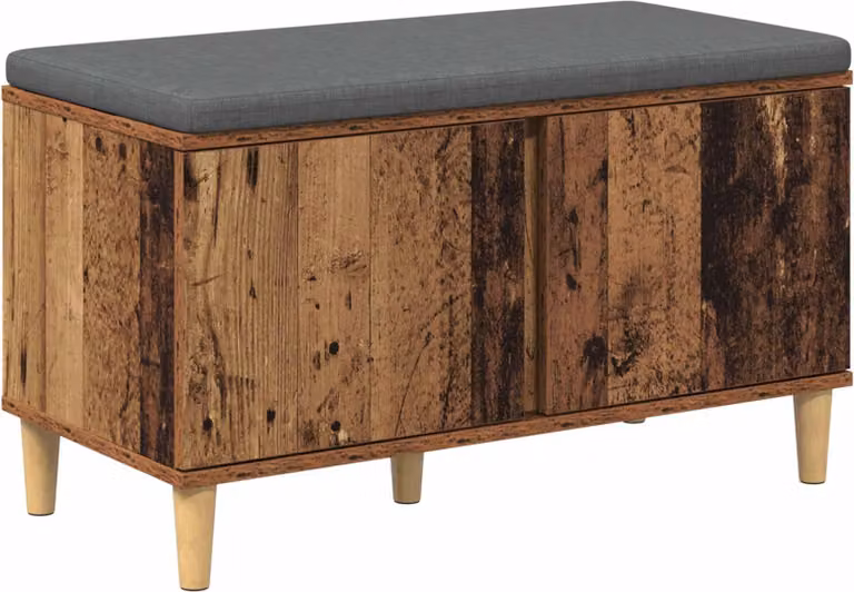 Panca per ingresso con cuscino Legno vecchio 80 x 38 x 46 cm
