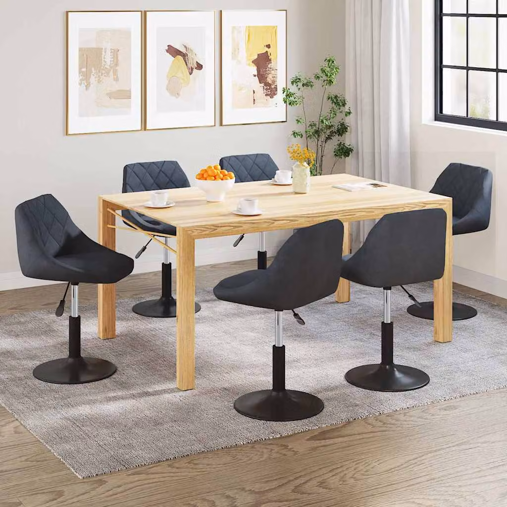 Set di 6 sedie da pranzo girevoli vidaXL in velluto grigio scuro con design moderno