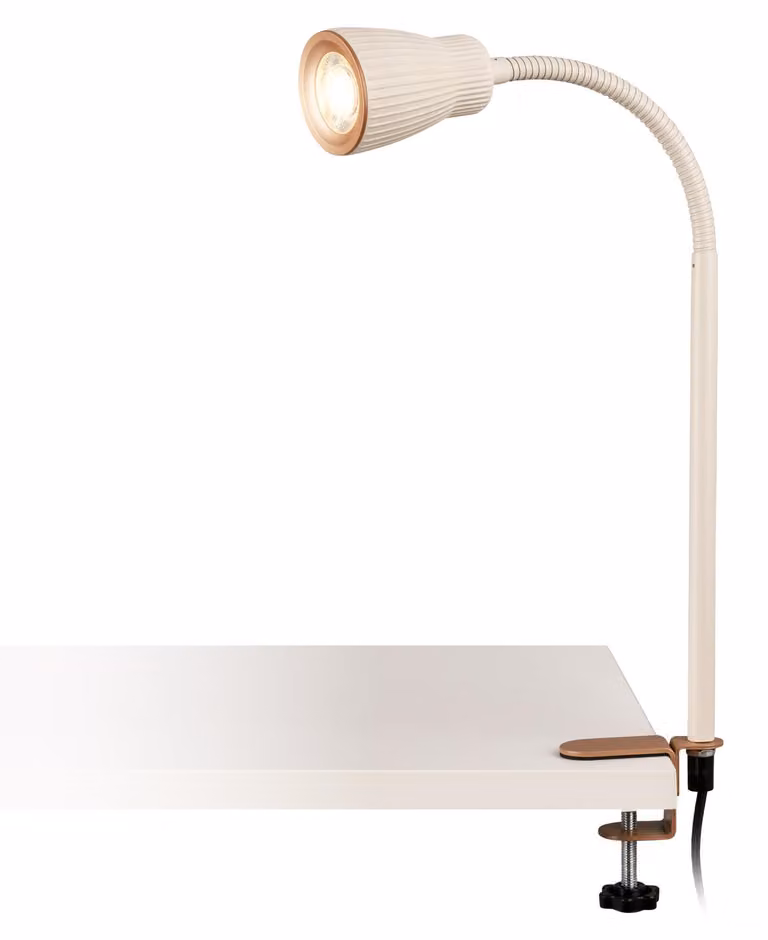 Lampada a clip LED, orientabile, luce bianco caldo, 54 cm, colore grigio-beige