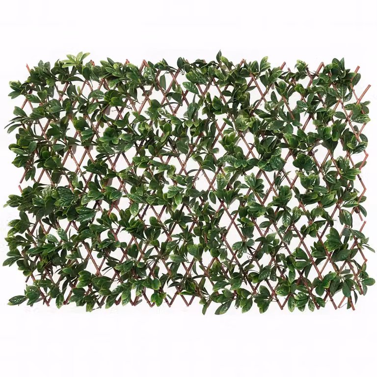Siepe Artificiale Estensibile Foglie di Mirto Cerato Verde Vestiamo Casa Giardino H: 90 cm, L: 180 cm