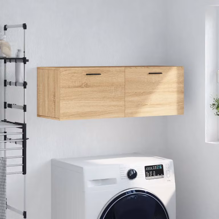 vidaXL Mobiletto a muro moderno in legno MDF marrone con ante a battente e ripiani interni