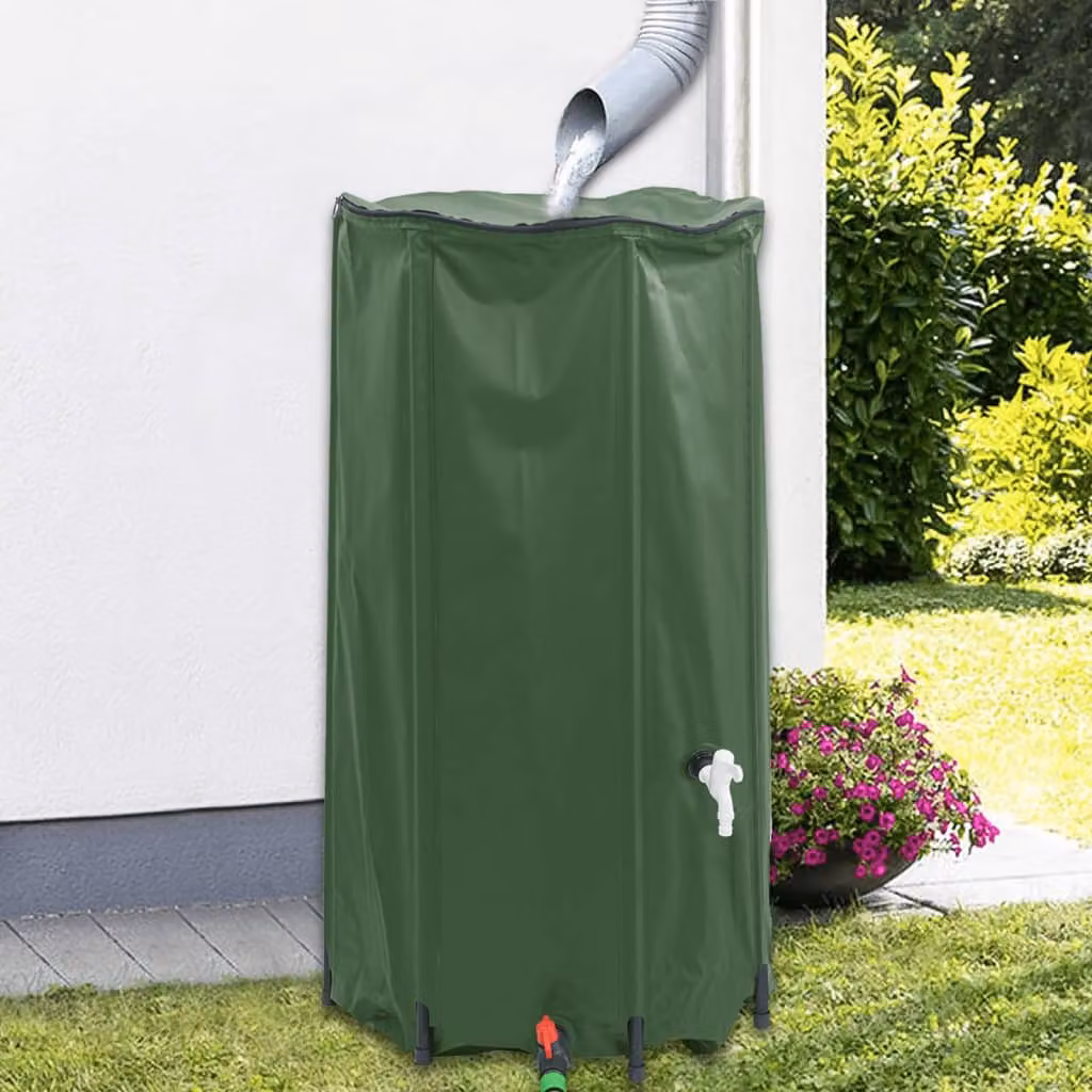 Serbatoio per acqua vidaXL in PVC verde con rubinetto e filtro, capacità 100 l