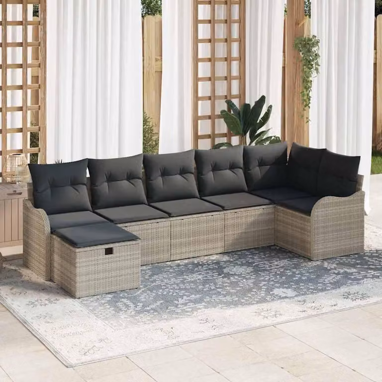 Maison Exclusive - Set da giardino composto da 7 pezzi, divano in rattan sintetico