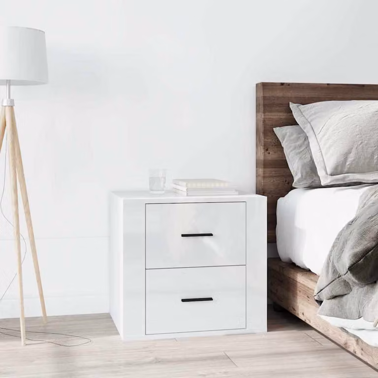 Comodino bianco lucido vidaXL L: 50 cm, P: 39 cm, H: 47 cm