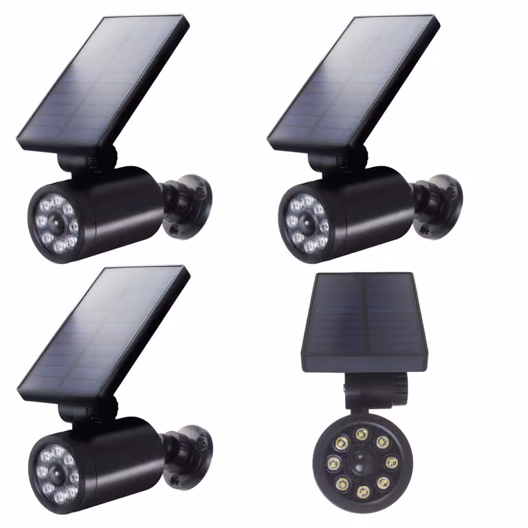 Telecamera solare fittizia, LED lampeggiante, rilevatore di movimento, illuminazione a LED, adesivo, SOL1801S, 4 pezzi