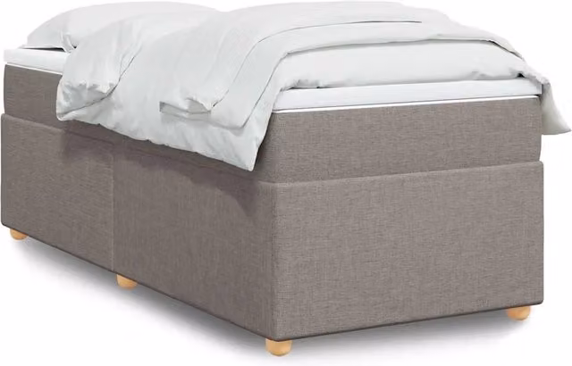 Letto con Giroletto a Molle e Materasso vidaXL in Tessuto, Colore Tortora e Grigio, L/P/H: 90 x 200 cm