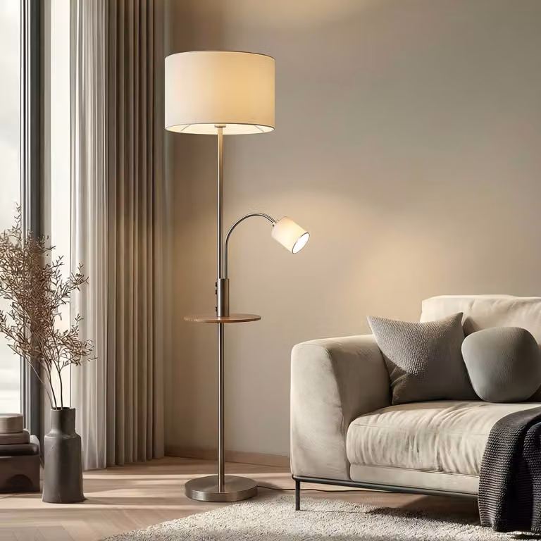 Lampada da terra Aovan Lindby, Alluminio / Grigio / Zincato, Soggiorno / Sala da pranzo, Metallo, Moderno, Lampada da terra