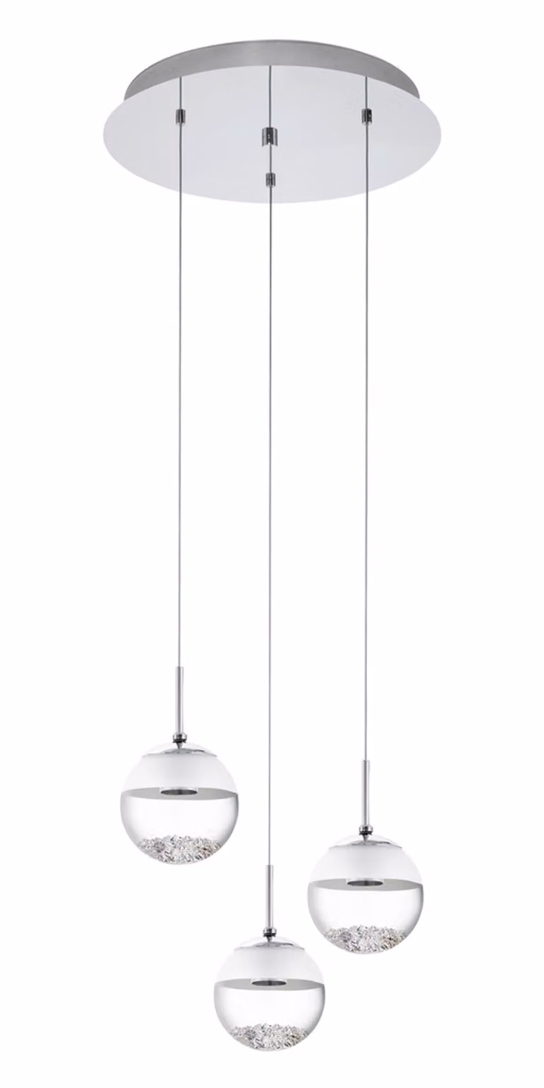 Eglo 93709 Montefio 1 LED lampada a sospensione a 3 luci Ø 40cm bianco chiaro cromo