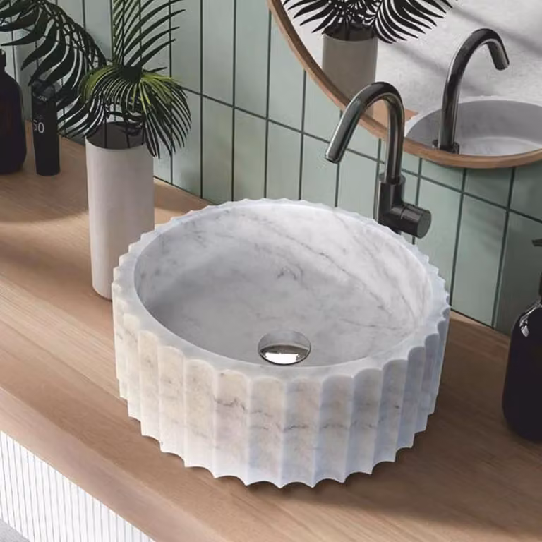 Casa Padrino lavabo in marmo bianco Ø 39 cm - Accessori per il bagno