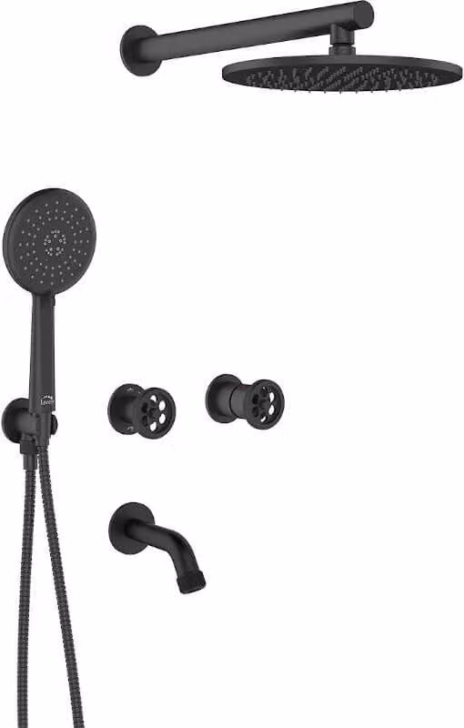 Miscelatore da incasso per vasca e doccia design con set doccia nero