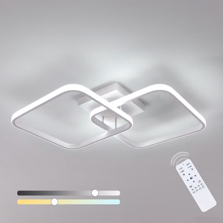 Comely, plafoniera LED moderna, dimmerabile, 50W, 5625LM. Plafoniera quadrata dimmerabile con telecomando, temperatura di colore regolabile da 3000K a 6500K, dimensioni 59cm. Plafoniera moderna in acrilico, ideale per cucina, soggiorno, camera da letto, b