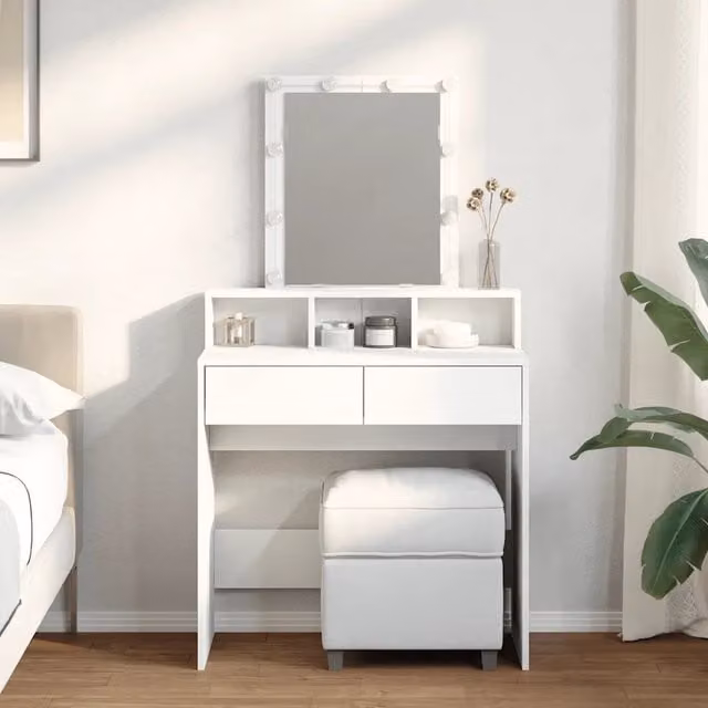 Toeletta Hollywood con LED bianca vidaXL L/P/H: 80 x 41 x 144,5 cm