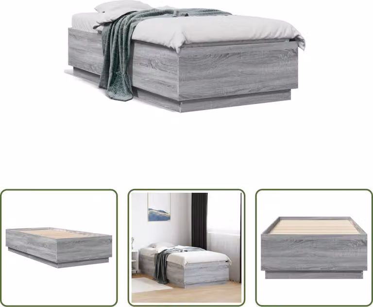 The Living Store Giroletto grigio Sonoma 90x190 cm in legno