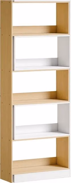 Libreria Angolare Rotante HOMCOM a 5 Livelli, Scaffale di Stoccaggio Estensibile a Forma di L in Rovere, L/P/H: 60-111 x 24 x 164 cm