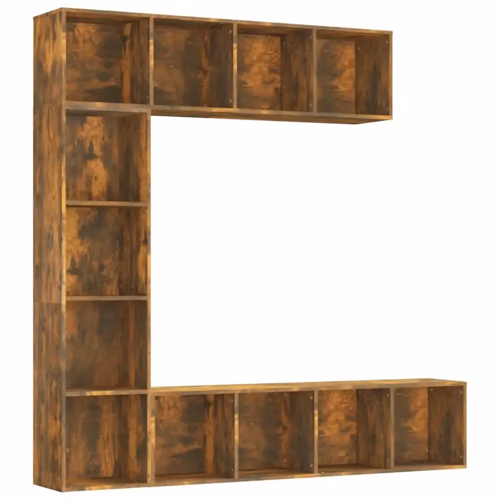 Set di mobili componibili vidaXL per soggiorno con libreria e porta TV in rovere fumo, 3 pezzi, L: 180 cm, P: 30 cm, H: 180 cm – 2