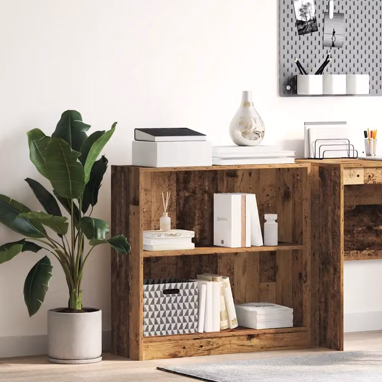 Libreria vidaXL in Legno Antico Marrone con Pannello Posteriore L: 80 cm, P: 24 cm, H: 76 cm