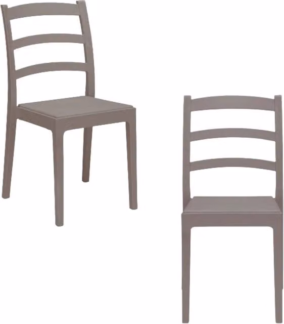 Set di 2 sedie impilabili REA Redokasa in polipropilene color beige, resistenti ai raggi UV, ideali per cucina, giardino o sala da pranzo