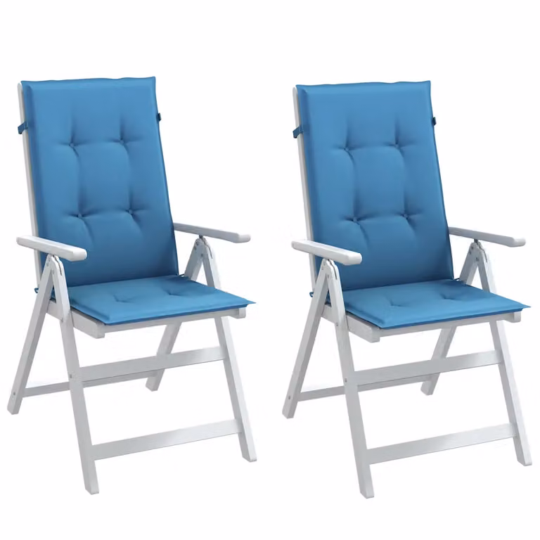 Set di 2 cuscini per schiena alta vidaXL in tessuto blu mélange con imbottitura in schiuma e lacci di fissaggio L: 120 cm, H: 50 cm, P: 4 cm