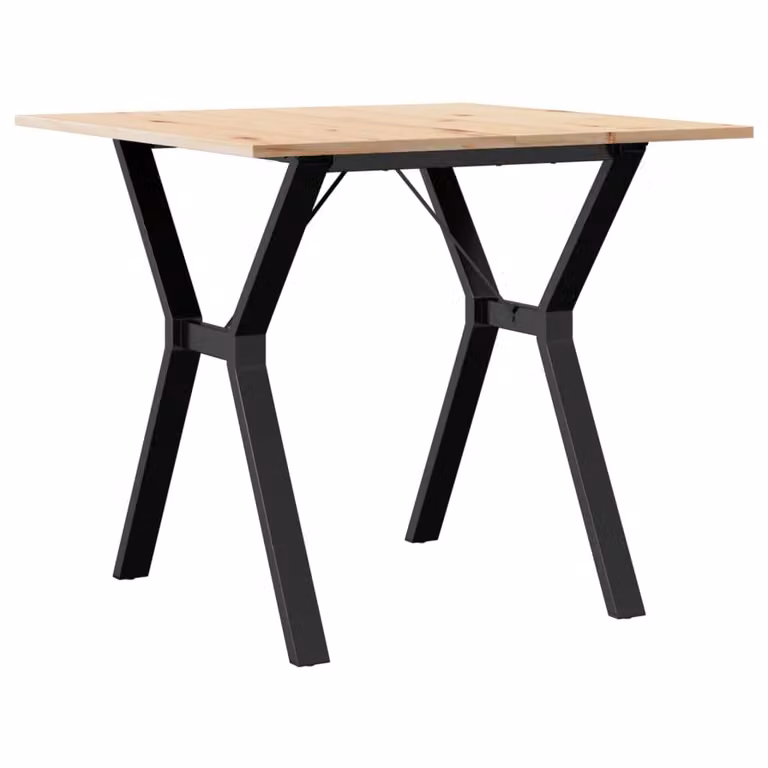 Tavolo da Pranzo Telaio a Y 80x80x75 cm Legno Pino e Acciaio