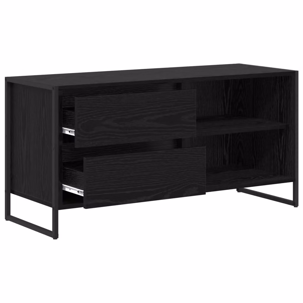 Mobile porta TV moderno HELLOSHOP26 in legno composito nero con cassetto per soggiorno L: 100 cm, P: 36 cm, H: 49,5 cm – 2
